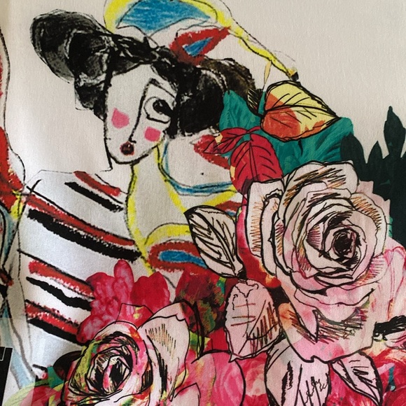 I’M Isola Marras Silk Cotton Combination Logo Print Top NeverUsed - Picture 15 of 16